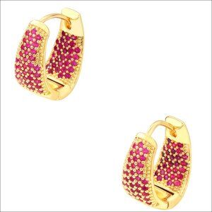 Copper Alloy Turquoise Geometric Beaded Hoop Earrings for Women